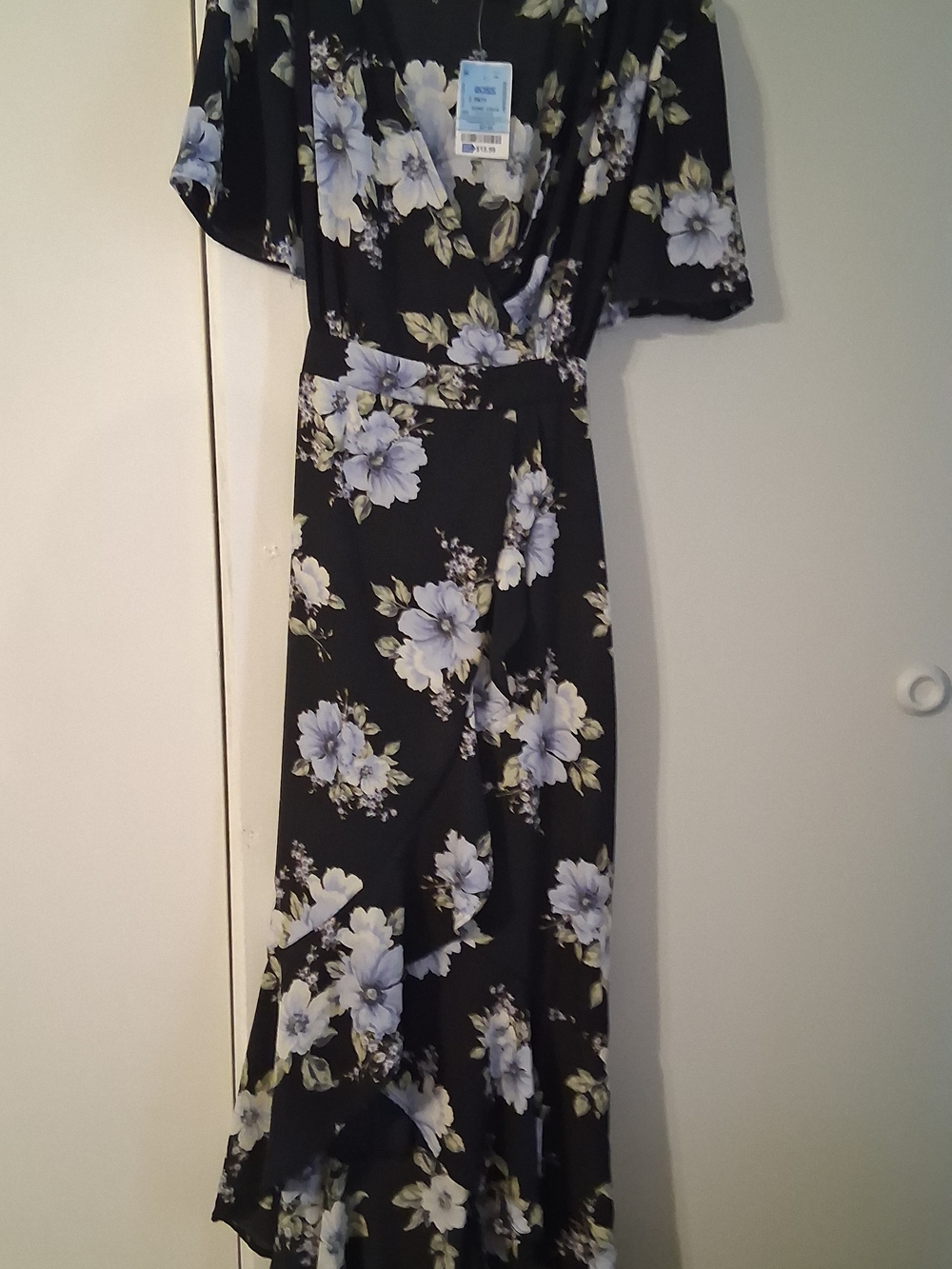 Black Floral Maxi Dress with Ruffle Hem